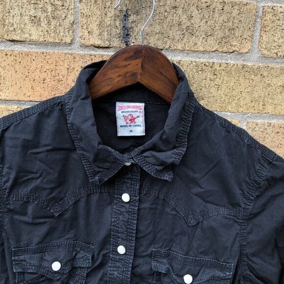 Vintage True Religion Button Up Shirt Medium Black - Picture 4 of 4